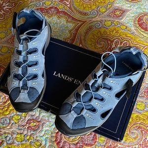 Lands End blue suede beach trekker